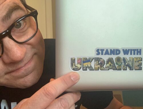 Stand with Ukraine Sticker on Computer